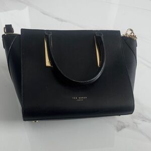 Ted Baker Black Satchel with Gold Accents